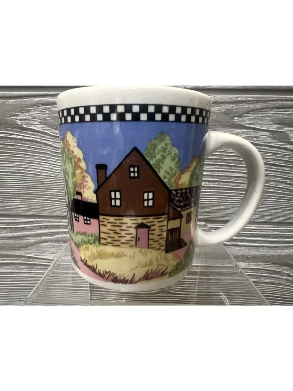 Gibson Housewares Water Mill Country Scene Coffee Mug Cup 3.75” Pastels